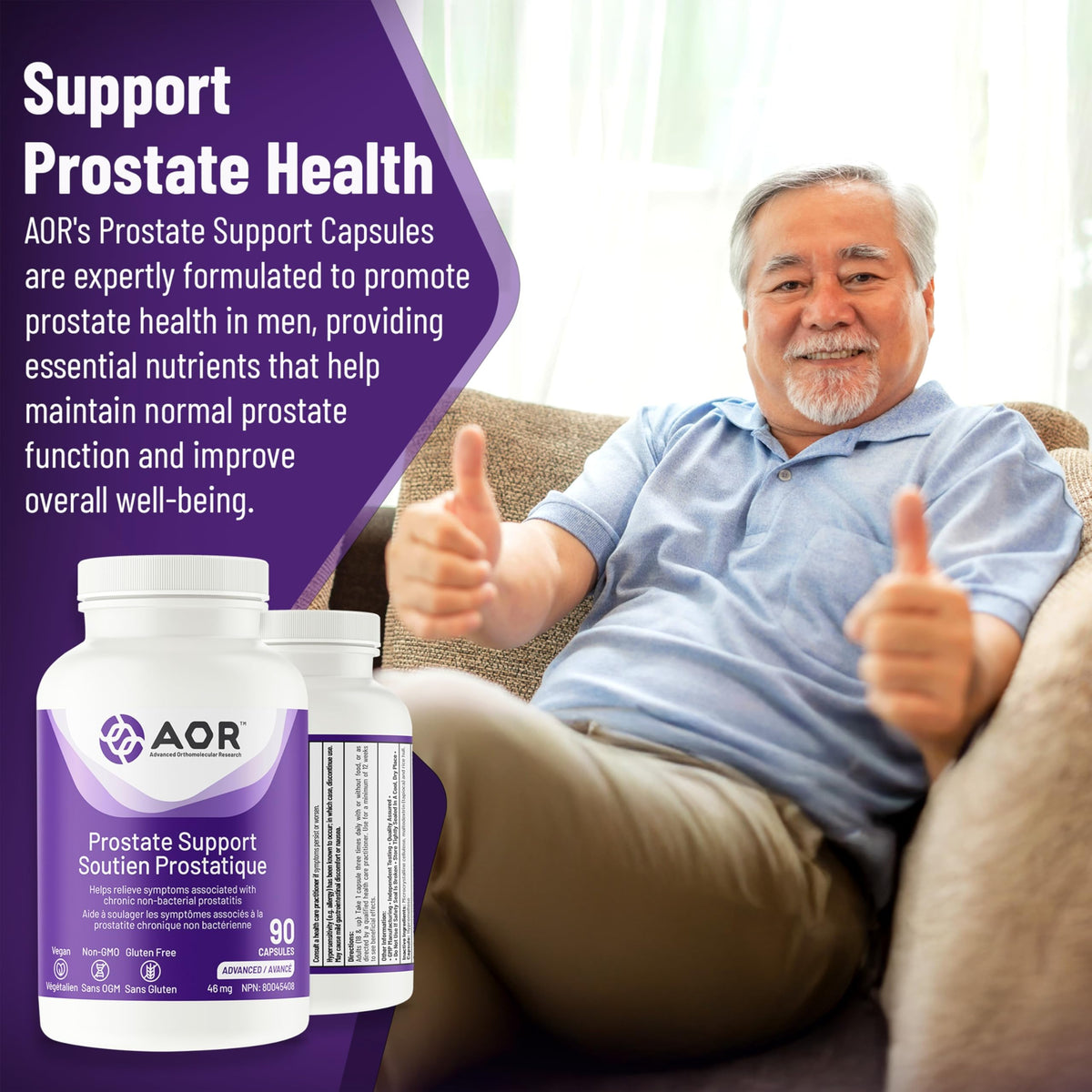 AOR Prostate Support Supplement, Pollen Extract, 90 Capsules, 30 Day Supply