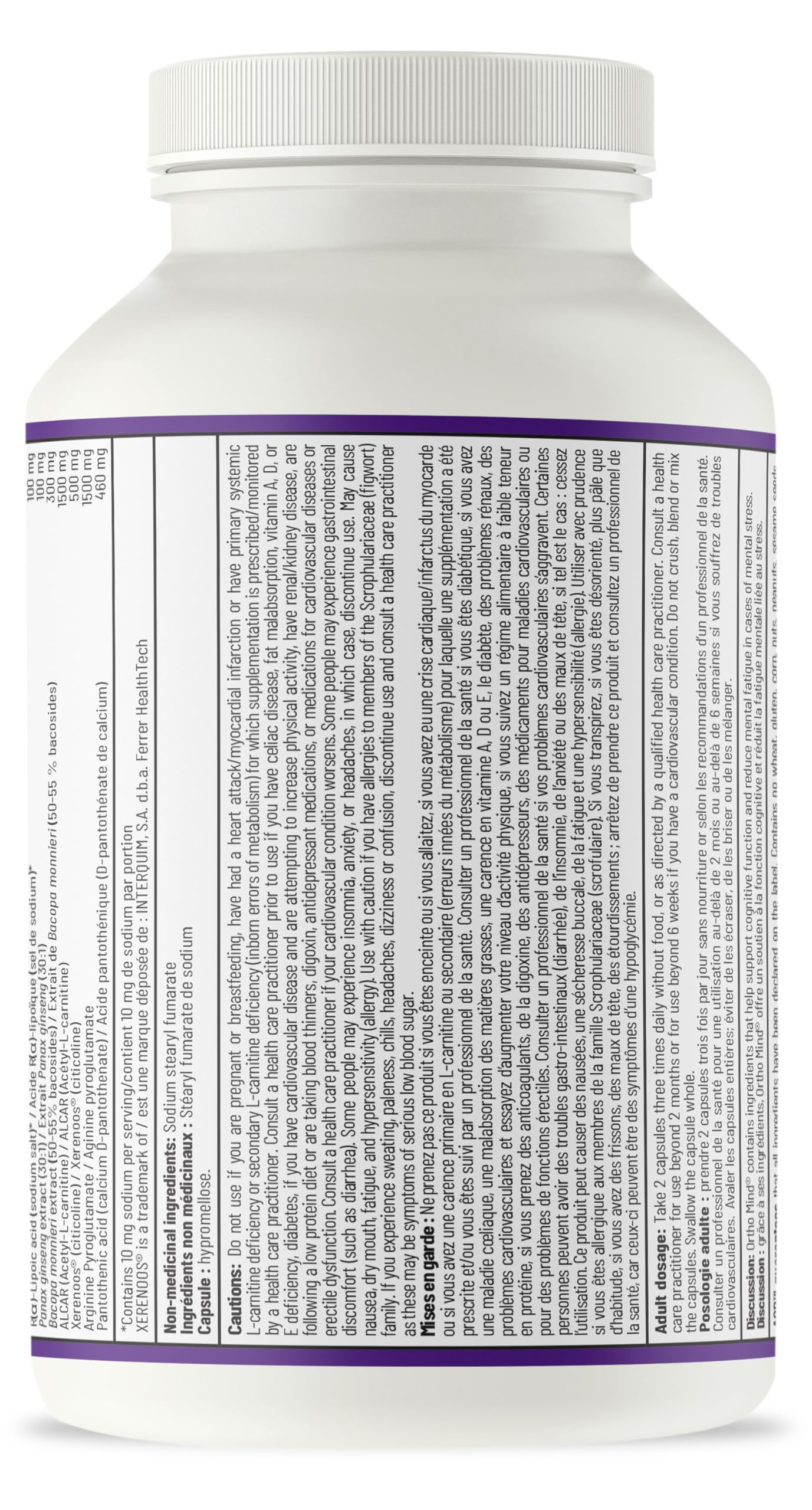 AOR Ortho Mind Soutien cognitif, 180 capsules, approvisionnement de 30 jours – Soutient la concentration et la clarté mentale – Végétalien, sans OGM et sans gluten – Ginseng, acétyl L-carnitine, acide alpha-lipoïque, vitamine pour le soutien cérébral