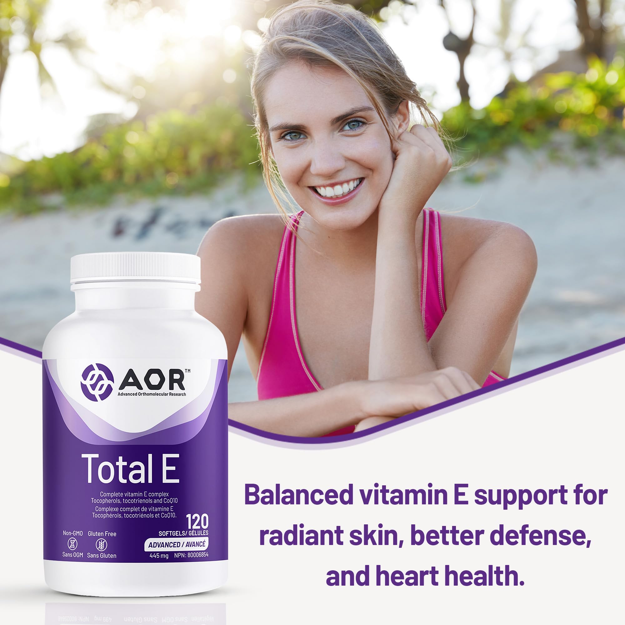 AOR Total E 445 mg, 60 gélules – Cure de 60 jours – Supplément de vitamine E avec tocotriénols et coenzyme Q10 ubiquinol CoQ10 – Soutien cardiovasculaire et antioxydant – Vitamine E8 pour la peau, le visage et les cheveux