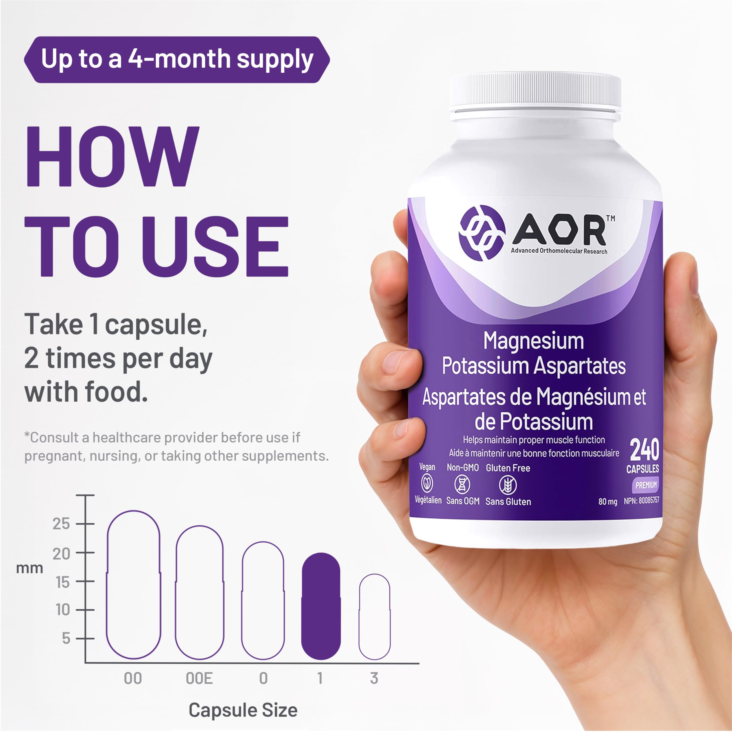 AOR Magnésium Potassium Aspartate 80mg