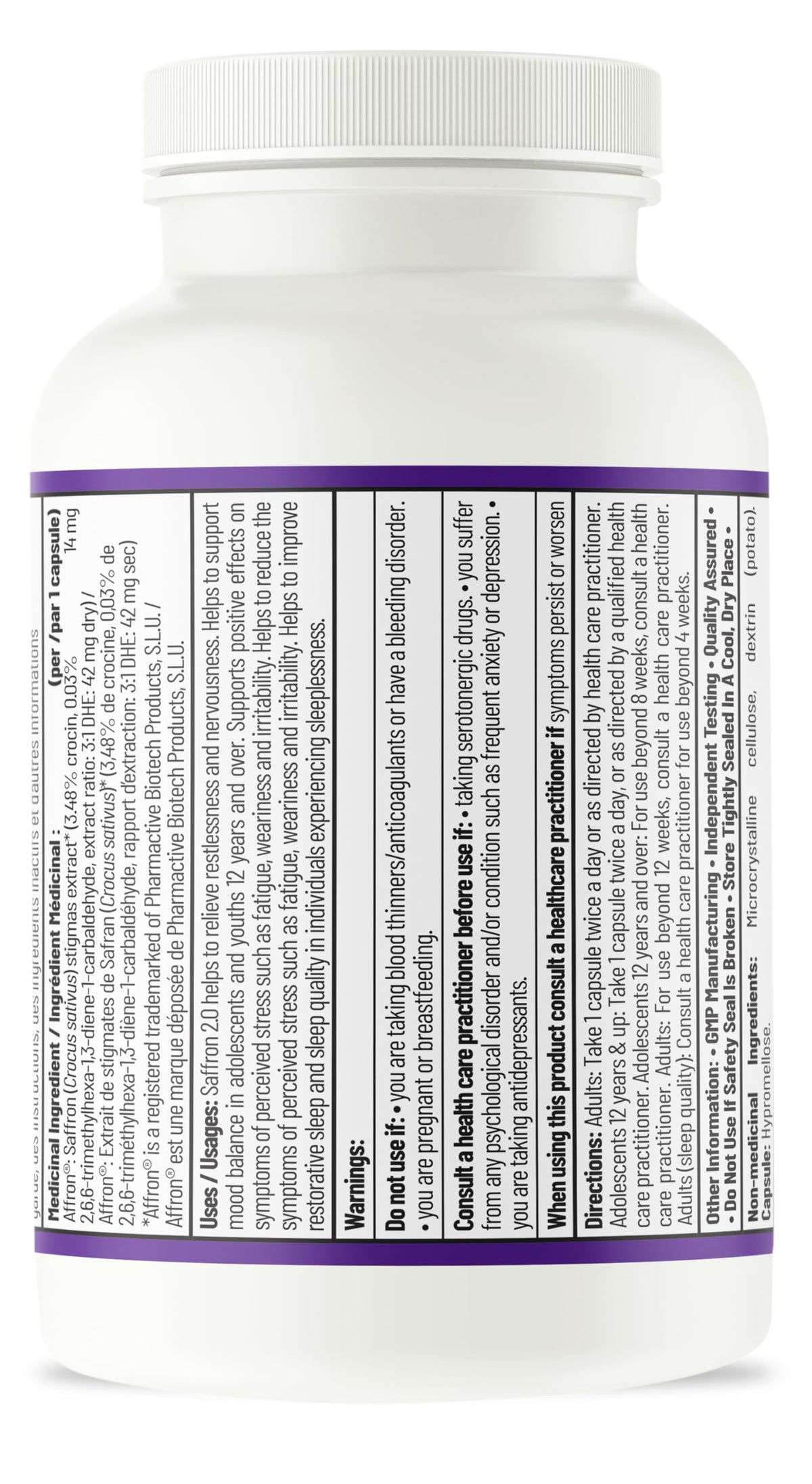 AOR Saffron 2.0 Supplement, Gluten Free, 14 mg, 60 Capsules, 30-Day Supply