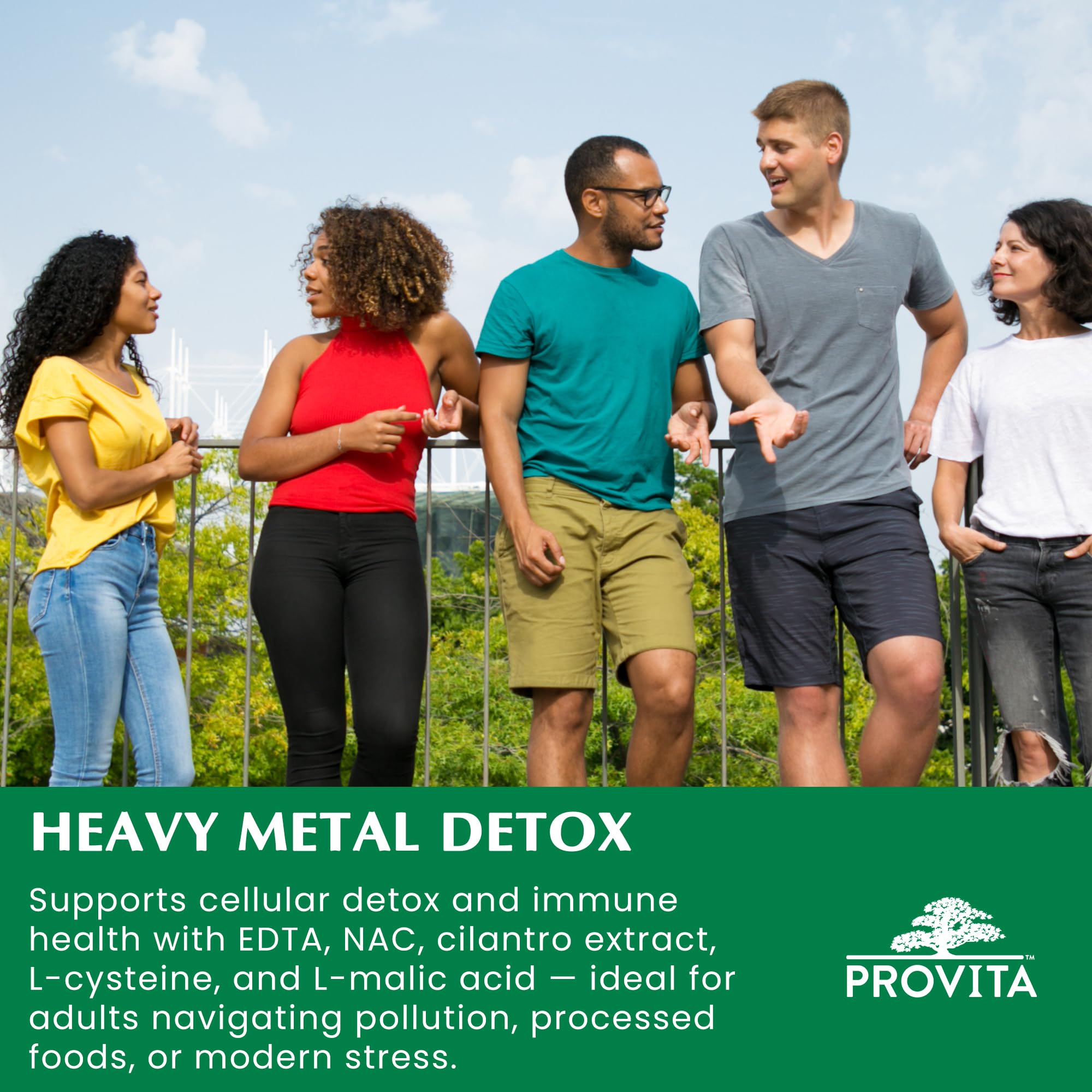 Provita Heavy Metal Detox Supplement with EDTA, Cilantro, NAC, L-Cysteine and Glutathione | Supports Natural Detox Pathways, Antioxidant Defense, and Cellular Health | Vegan, Non-GMO, Delayed Release Capsules | 90 Count