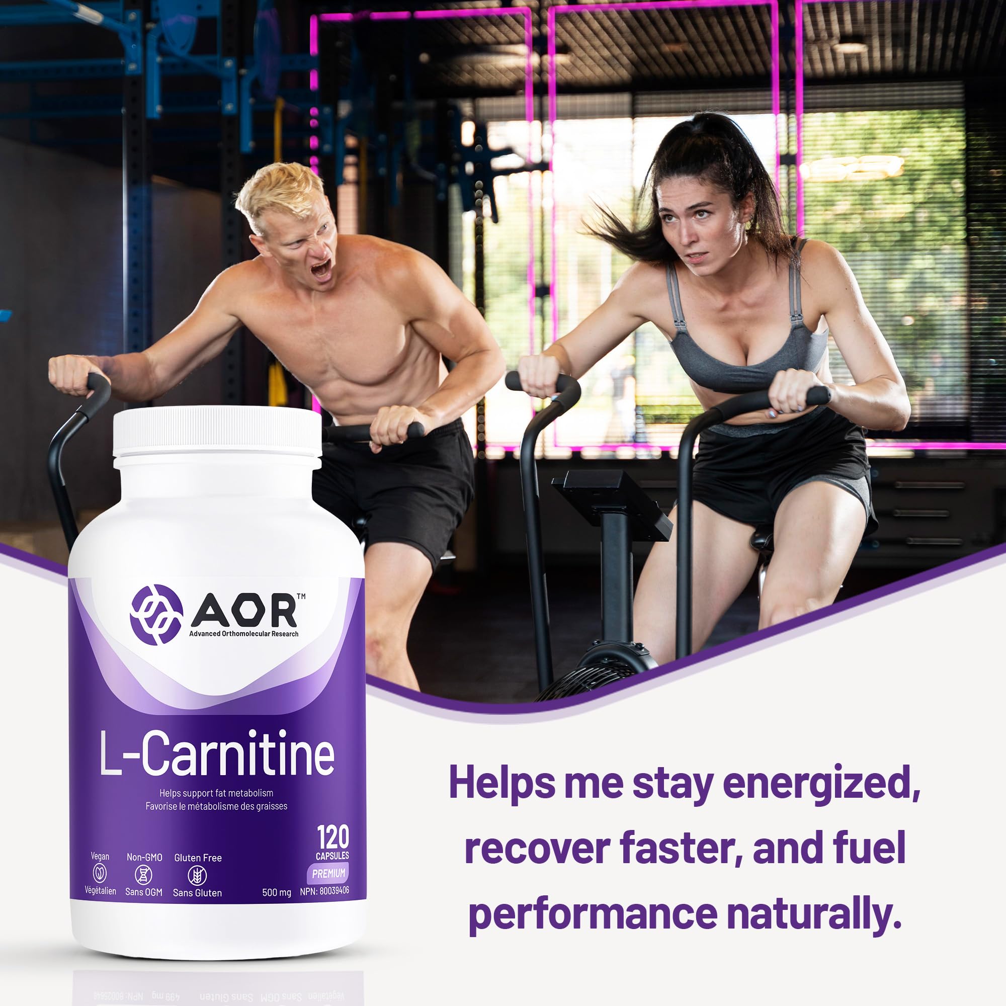 AOR - L-Carnitine 500mg, 120 Capsules 30-Day Supply - L-Carnitine Tartrate, Supports Energy Metabolism, Muscle Recovery & Athletic Performance, Promotes Fitness Goals - Vegan, Non-GMO, & Gluten-Free