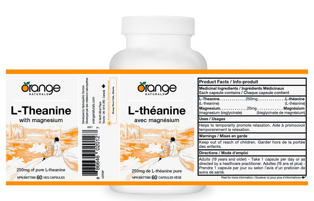 Orange Naturals L-Theanine Magnesium Bisglycinate Capsules, 60-Day Supply