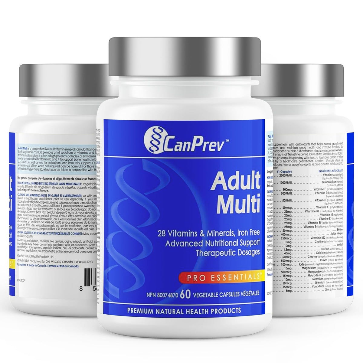 CanPrev Adult Multi Multivitamin, Vitamin A, Zinc, 60 V Caps, 30 Day Supply