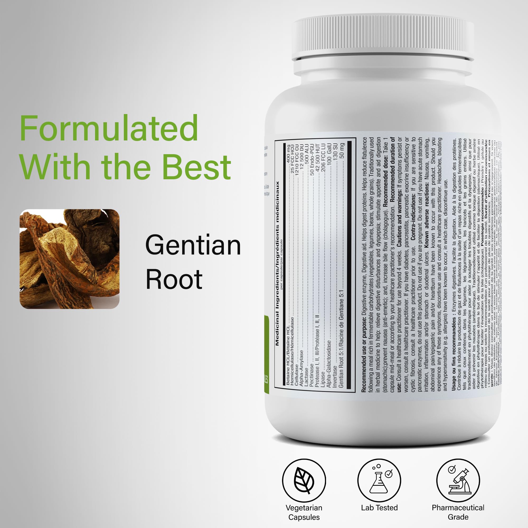 ATP LAB - Enzymatik Control 180 capsules, 180 jours d'approvisionnement - Supplément d'enzymes digestives - Santé digestive - Soulagement des gaz pour adultes - Enzymes digestives - Testé par une tierce partie