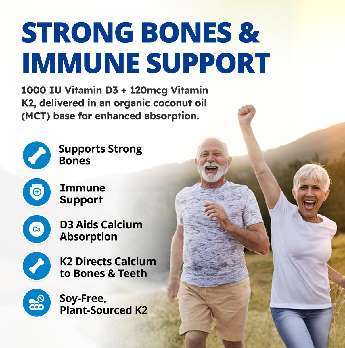 CanPrev Vitamin D3 K2 Softgels, 1000 IU D3, 120 mcg K2, 120 Day Supply