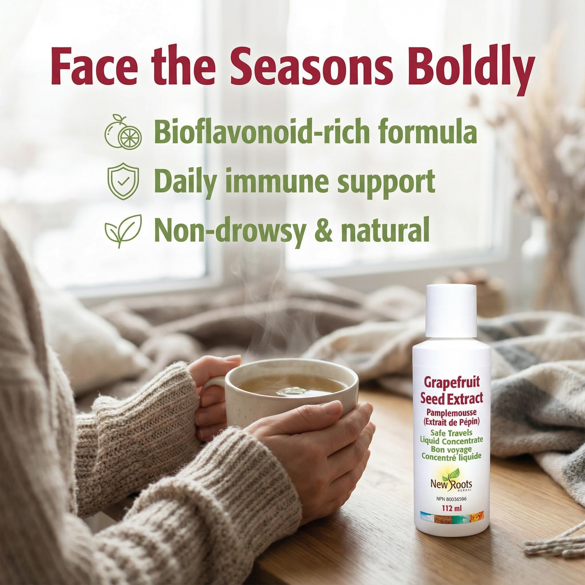 New Roots Herbal - Extrait de pépins de pamplemousse (EPP) - Concentré liquide format voyage, source de vitamine C pour le bien-être quotidien, sans gluten ni soja - Favorise le confort digestif et la vitalité de la peau