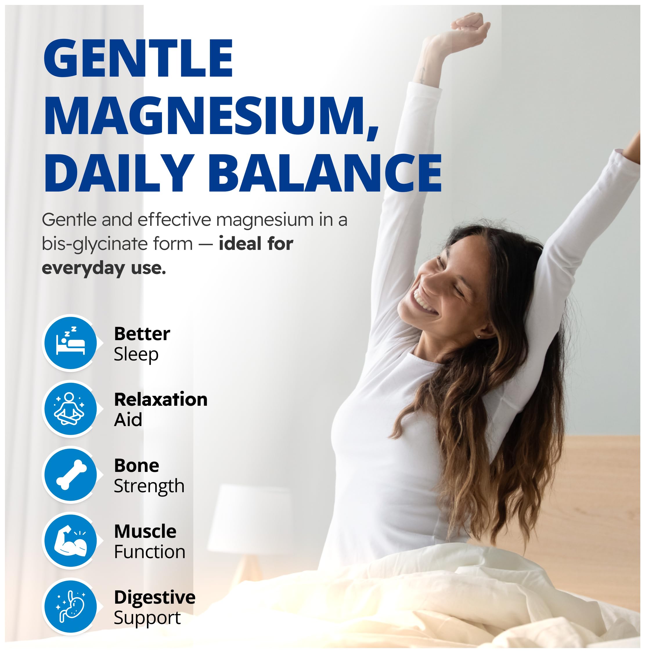 CanPrev - Bisglycinate de magnésium pur 200mg (Doux) | Supplément complexe de chélate élémentaire | Idéal pour les os, les articulations, la digestion, la constipation et un meilleur sommeil | Végétalien
