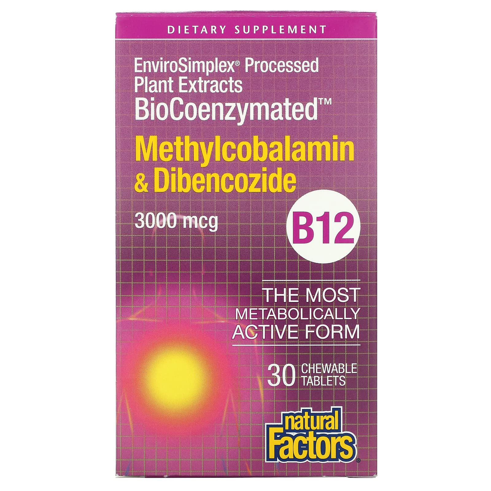 Natural Factors BioCoenzymated Methylcobalamin & Dibencozide 3000 mcg 30 Sublingual Tablets