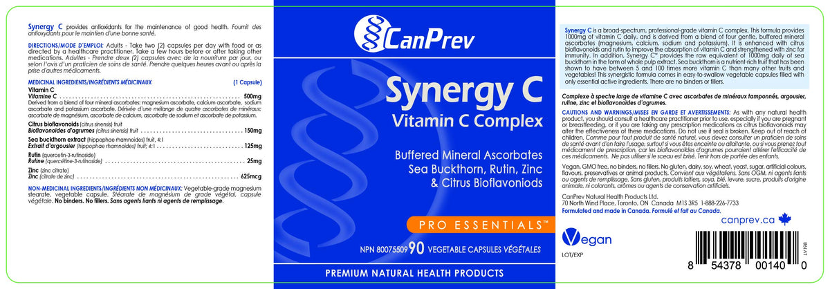 CanPrev Synergy C Buffered Vitamin C Capsules, 90 Capsules, 45 Day Supply