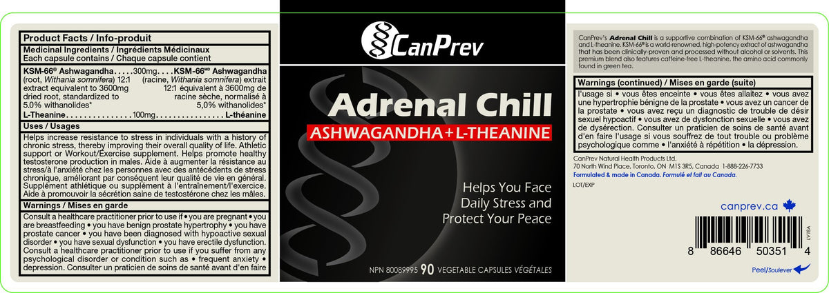 CanPrev Adrenal Chill, Ashwagandha Supplement, 90 Capsules, 45-Day Supply