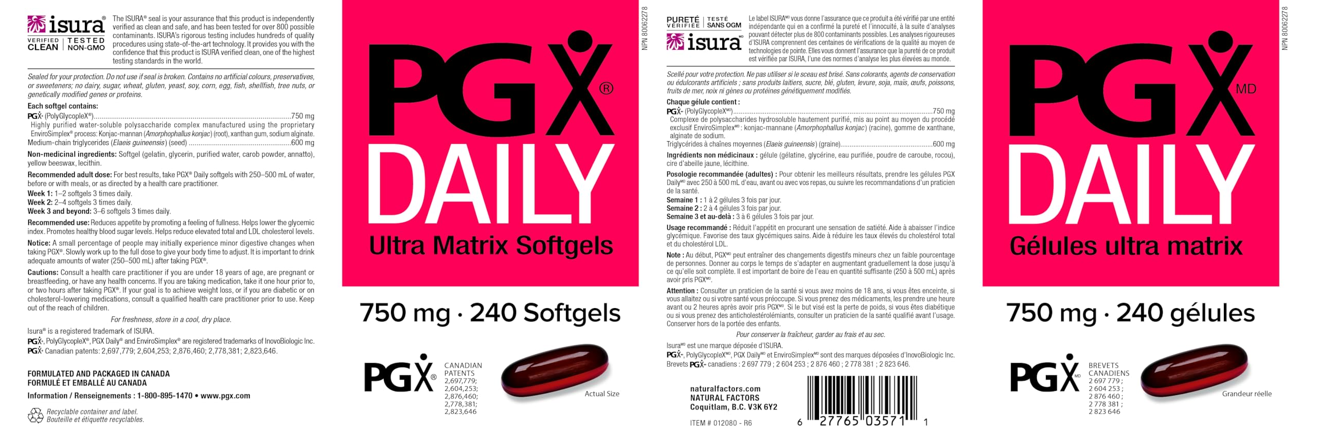 Natural Factors PGX Daily Ultra Matrix 750 mg, Soluble Fibre Complex, Reduces Appetite by Promoting a Feeling of Fullness, Fiber Supplements, Gluten-Free, Non-GMO, Proudly Canadian