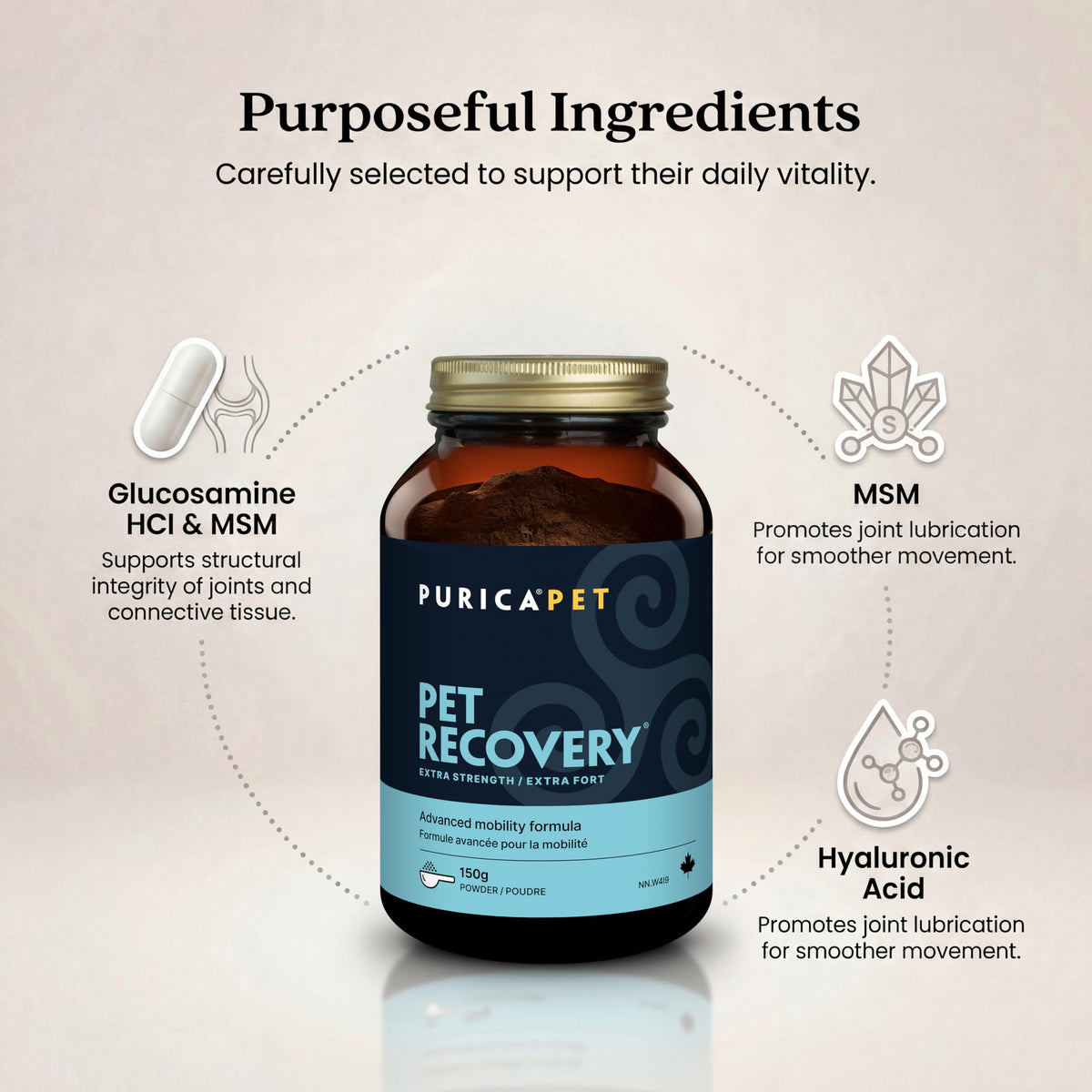 PURICA Pet Recovery Powder for Dogs & Cats, Joint Supplement for Dogs, 150g