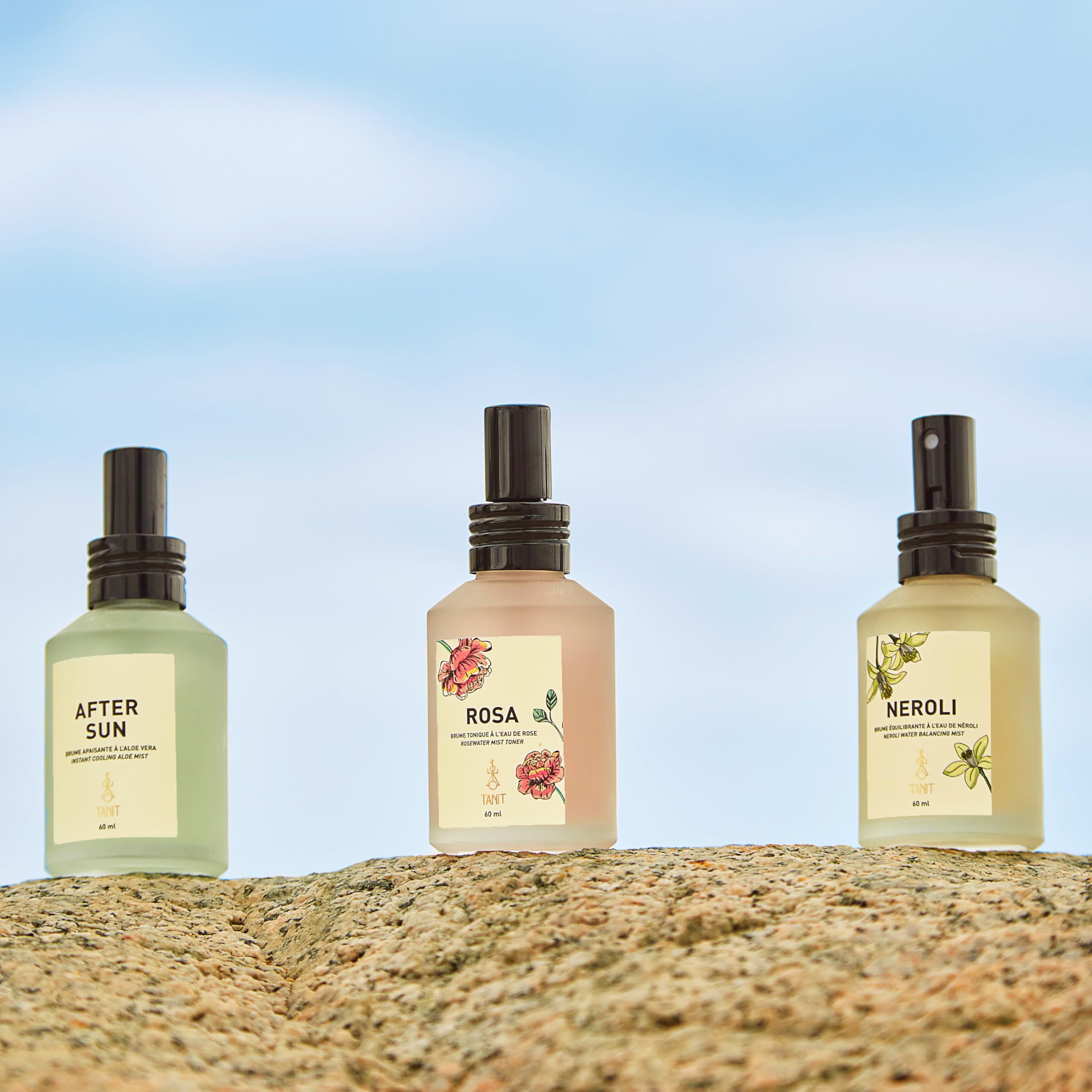 Brume à l'aloès TANIT - Brume visage végane et non testée sur les animaux pour tous les types de peau - Fabriqué au Canada - Brume rafraîchissante après-soleil pour le corps, les cheveux et le visage (60 ml)