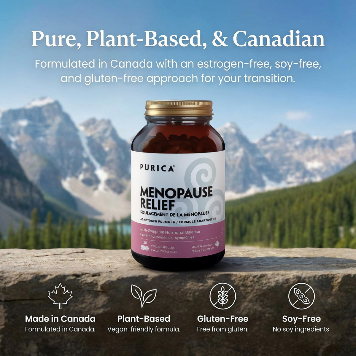 PURICA Menopause Capsules, Hot Flashes, Canadian Made, 30-Day Supply