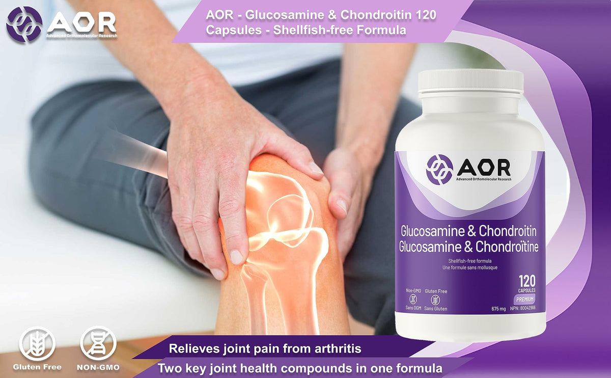 AOR Glucosamine Chondroitin Capsules, Non-GMO, 120 Capsules, 40-Day Supply