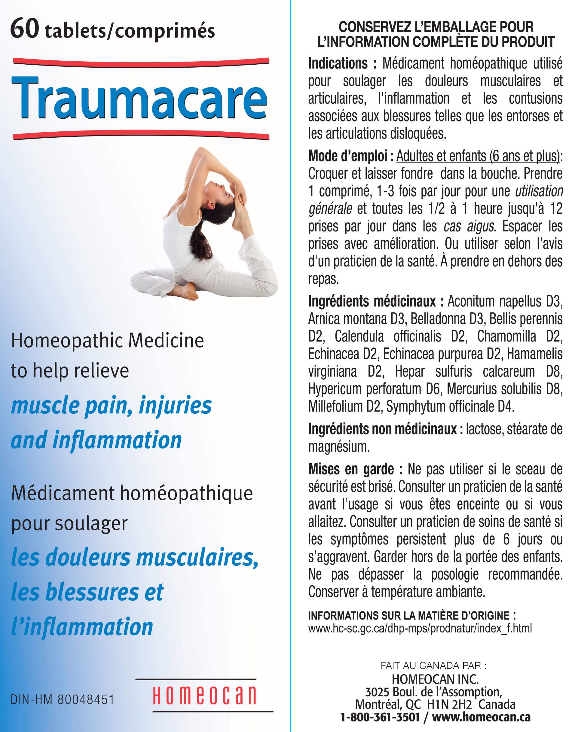 Traumacare Comprimés - 60 Comprimés à Croquer, Approvisionnement de 60 Jours - Formule Homéopathique Douce à l'Arnica Montana, Favorise le Confort Musculaire et Articulaire, Soulage la Raideur Quotidienne, les Douleurs et les Contusions