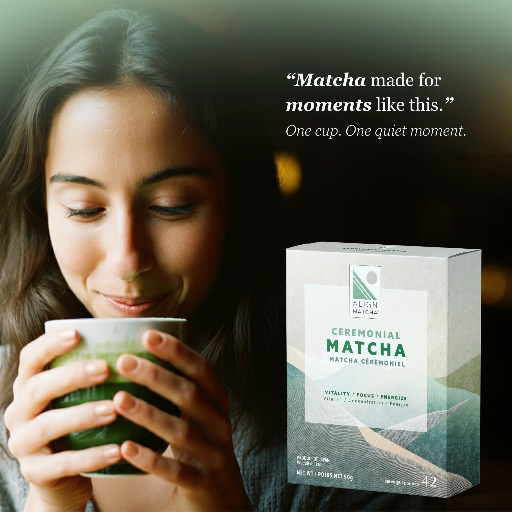 ALIGN MATCHA Ceremonial Matcha — Calm ritual & refined cup - Ichibancha (First Tea) from Japan, 50 g (≈42 servings)