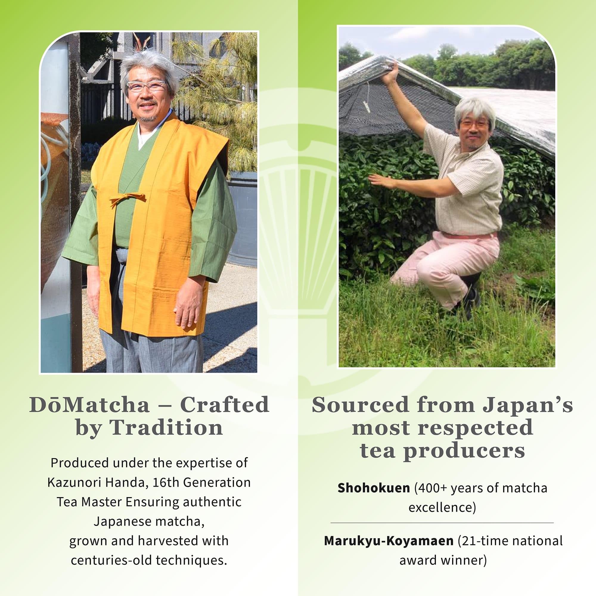 Poudre de Matcha Cérémonial DoMatcha, Thé Vert Japonais d'Uji – Goût Doux et Sucré, Riche en L-Théanine pour le Calme et la Concentration – Idéal pour les Lattes et les Rituels Quotidiens, Certifié Casher
