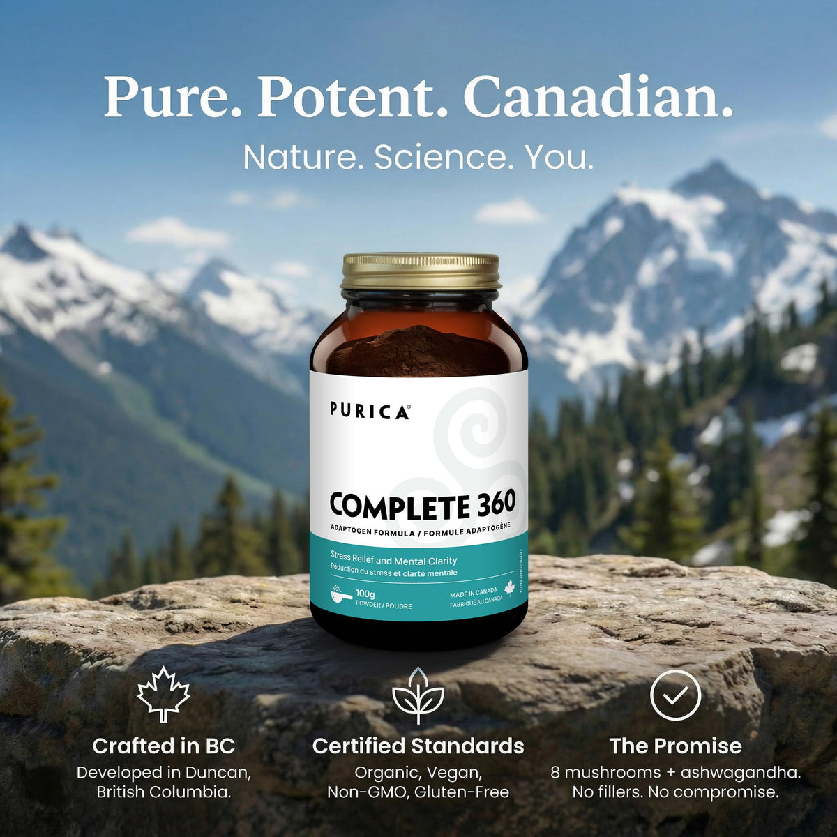 PURICA Complete 360 Organic Mushroom Powder, Turkey Tail Mushroom, 100 g