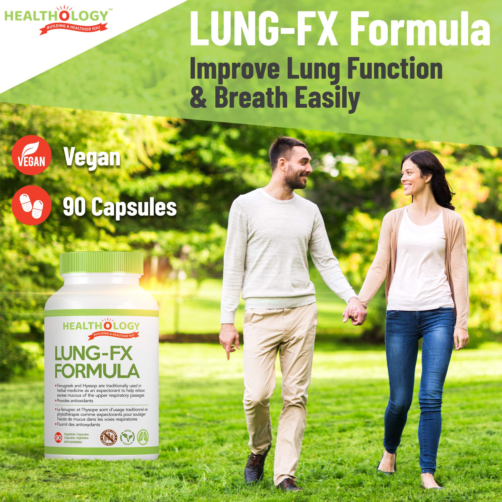 Healthology Lung-FX Formula – Respiratory & Lung Health Support, Mucus-Clearing Expectorant & Antioxidant Blend with NAC, Fenugreek & Mullein – 90 Veg Capsules – Vegan, Gluten-Free, Non-GMO