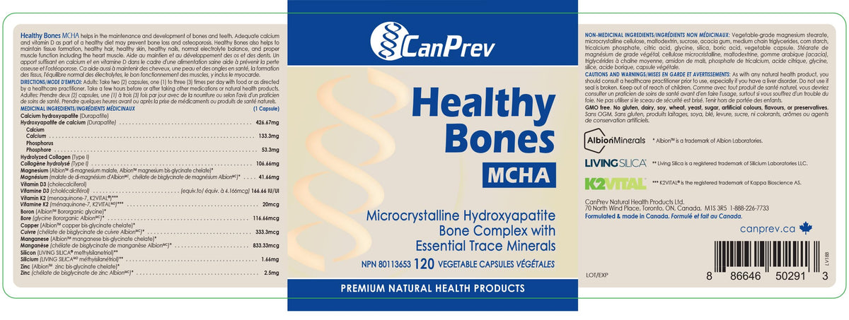CanPrev MCHA Bone Supplement, Calcium Magnesium Vitamin D3 K2, 120 Caps