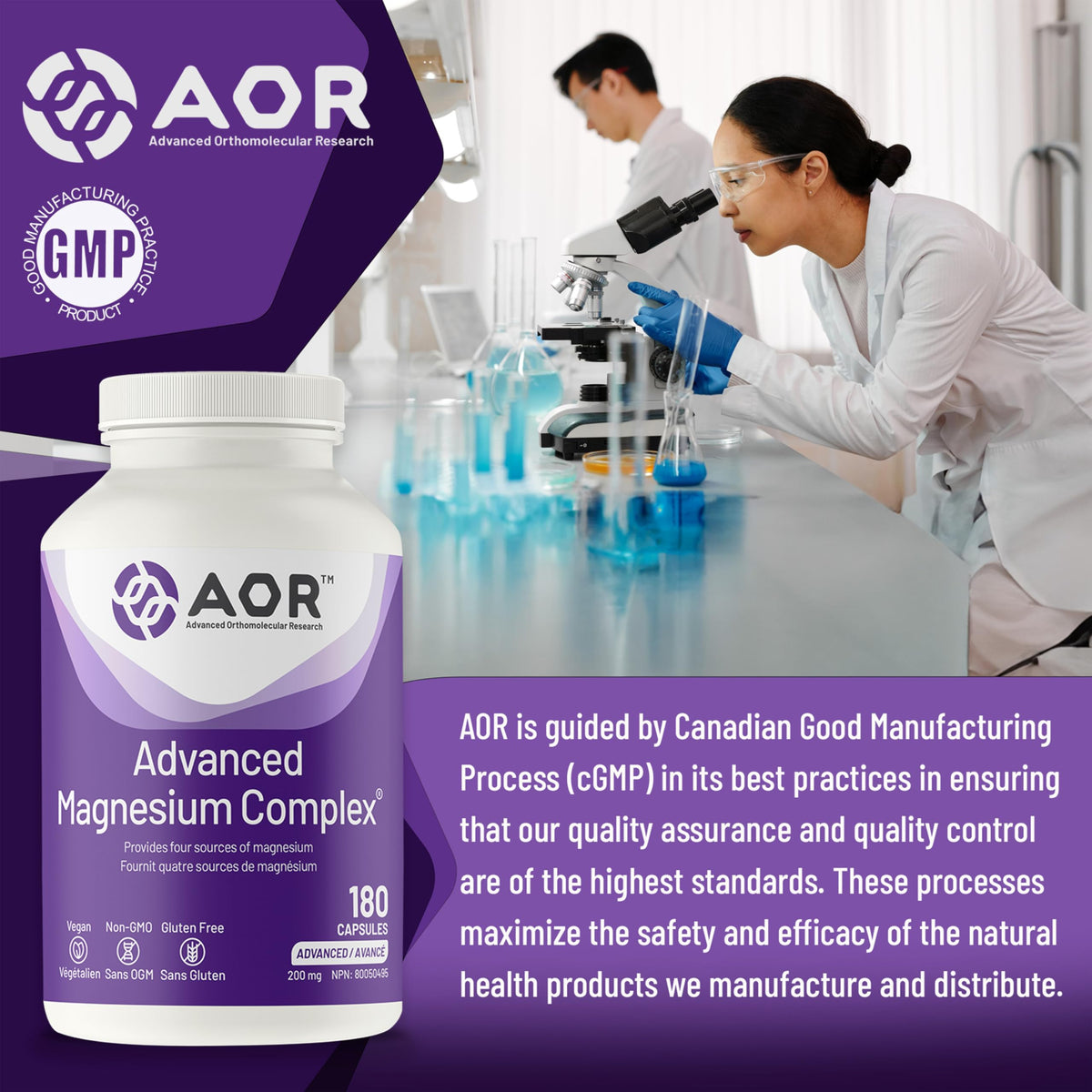 AOR Magnesium Complex, Magnesium Glycinate, 180 Capsules, 180 Day Supply