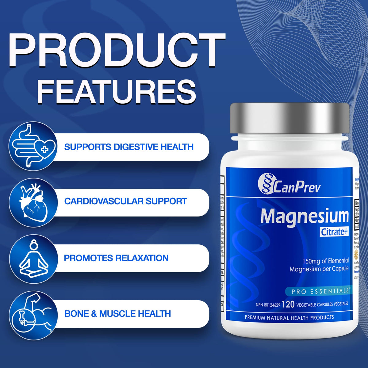 CanPrev Magnesium Citrate Capsules, Vegan, 120 Capsules, 120 Day Supply