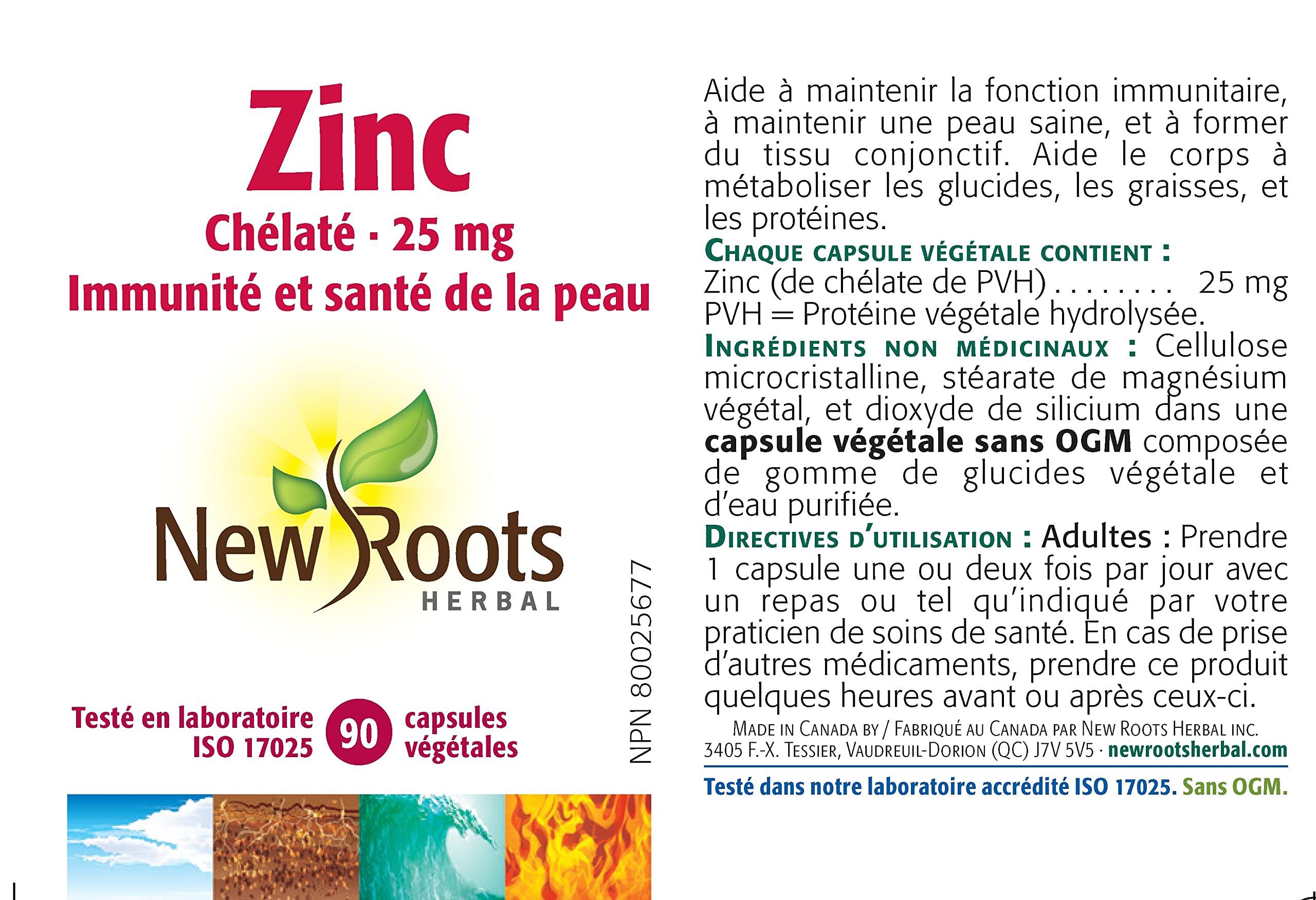 New Roots Herbal - Zinc Chelate 25mg, 90 Vegetable Capsules 90-Day Supply - Helps to Maintain Immune Function, Connective Tissue and Promotes Healthy Skin Supplement - Highly Absorbable Zinc - Non-GMO