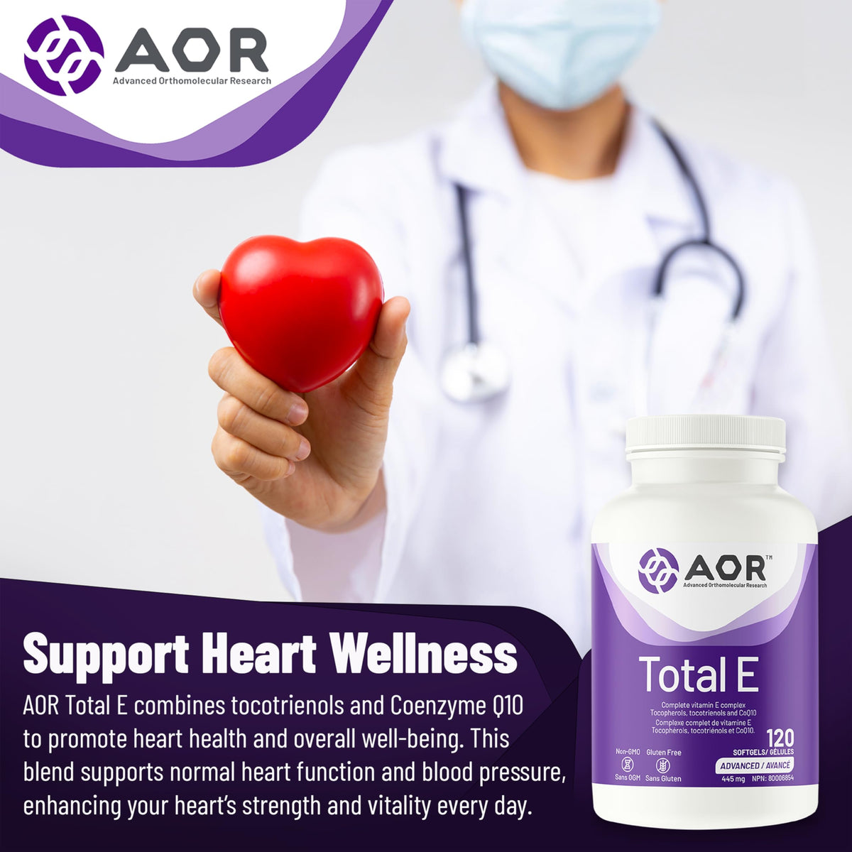 AOR Total E Softgels, 8 Forms of Vitamin E, 120 Softgels, 120-Day Supply