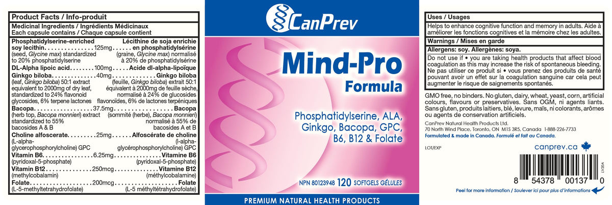 CanPrev Mind-Pro Softgels, Made in Canada, B12, 120 Softgels, 30-Day Supply