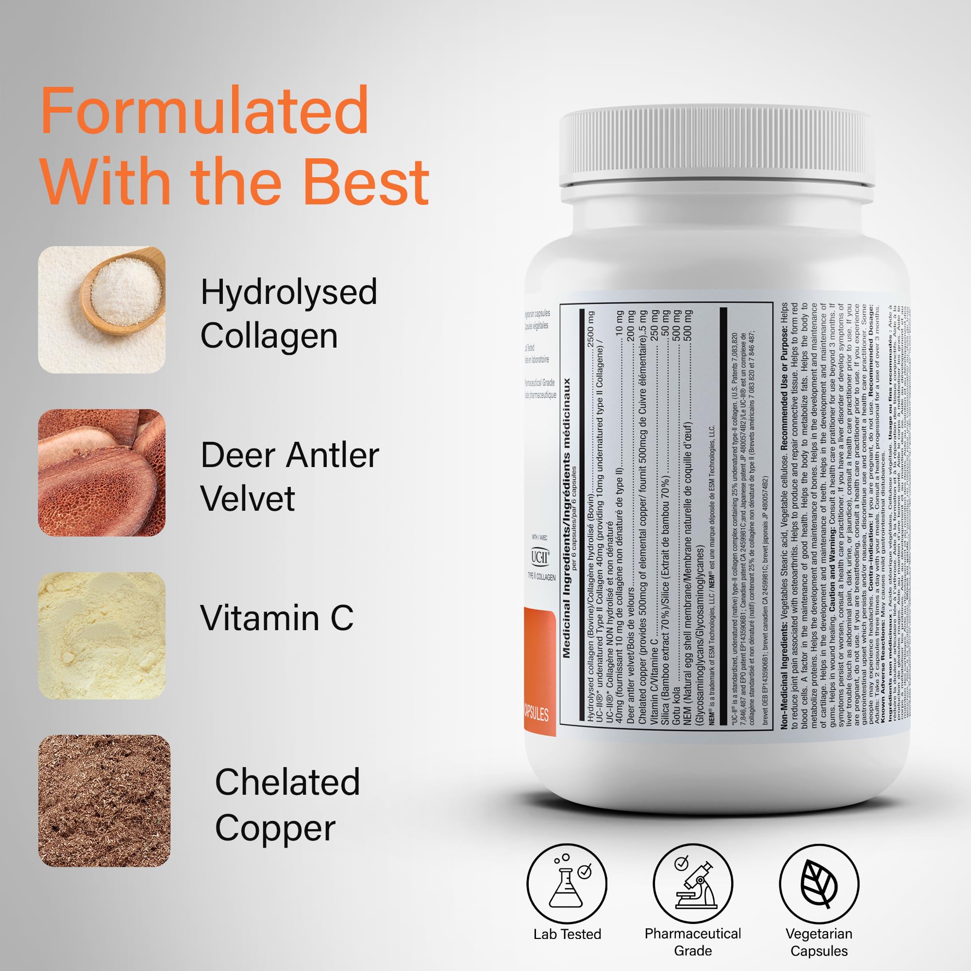 ATP LAB - Syner Collagen 120 Capsules - Collagen Supplements Capsules - Joint Health - Knee Joint Pain Relief and Cartilage Repair Supplement