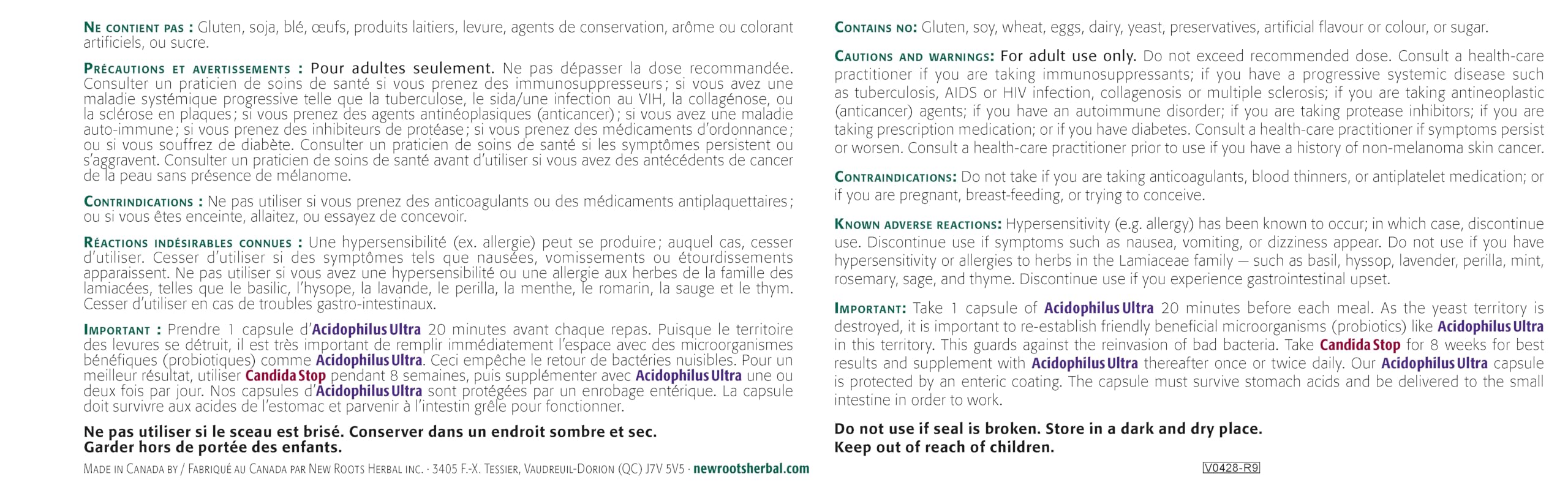 New Roots Herbal - Candida Stop, 90 gélules végétales - Supplément de nettoyage de la candidose - Favorise la santé digestive, améliore les affections cutanées, soutient la santé cérébrale et réduit les envies de sucre