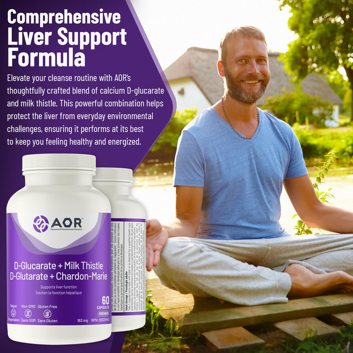 AOR Calcium D Glucarate Milk Thistle, Liver Support, 80% Silymarin, 60 Caps