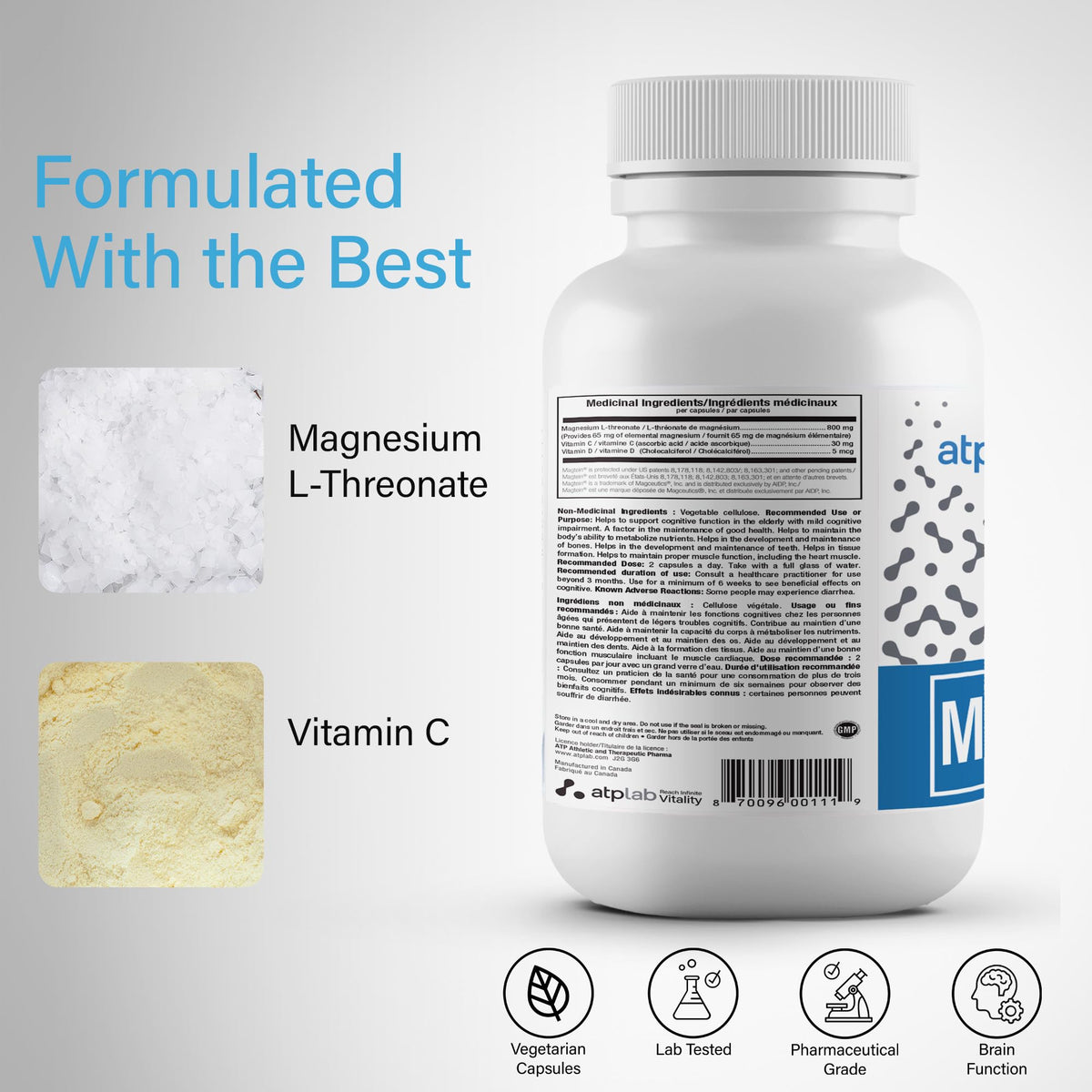 atplab MagMind Magnesium L-Threonate, Brain Supplement, 60 Capsules
