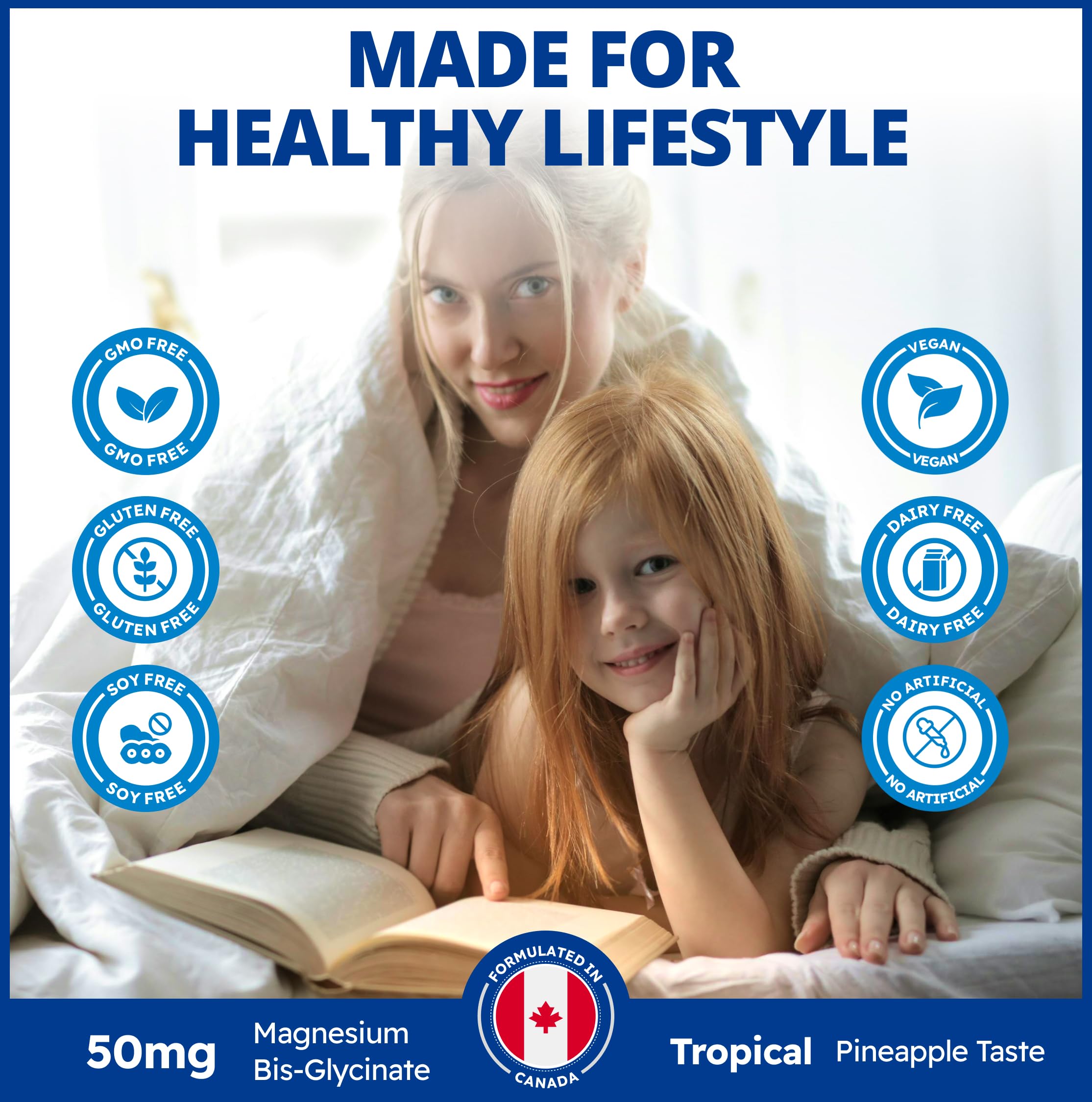 CanPrev Bisglycinate de Magnésium 50 mg, 120 Comprimés à Croquer, Pour 120 Jours, Saveur Ananas Tropical, Végétalien et Sans Sucre, Doux, Facile à Absorber, Favorise la Relaxation, le Confort Musculaire et le Bien-Être Quotidien