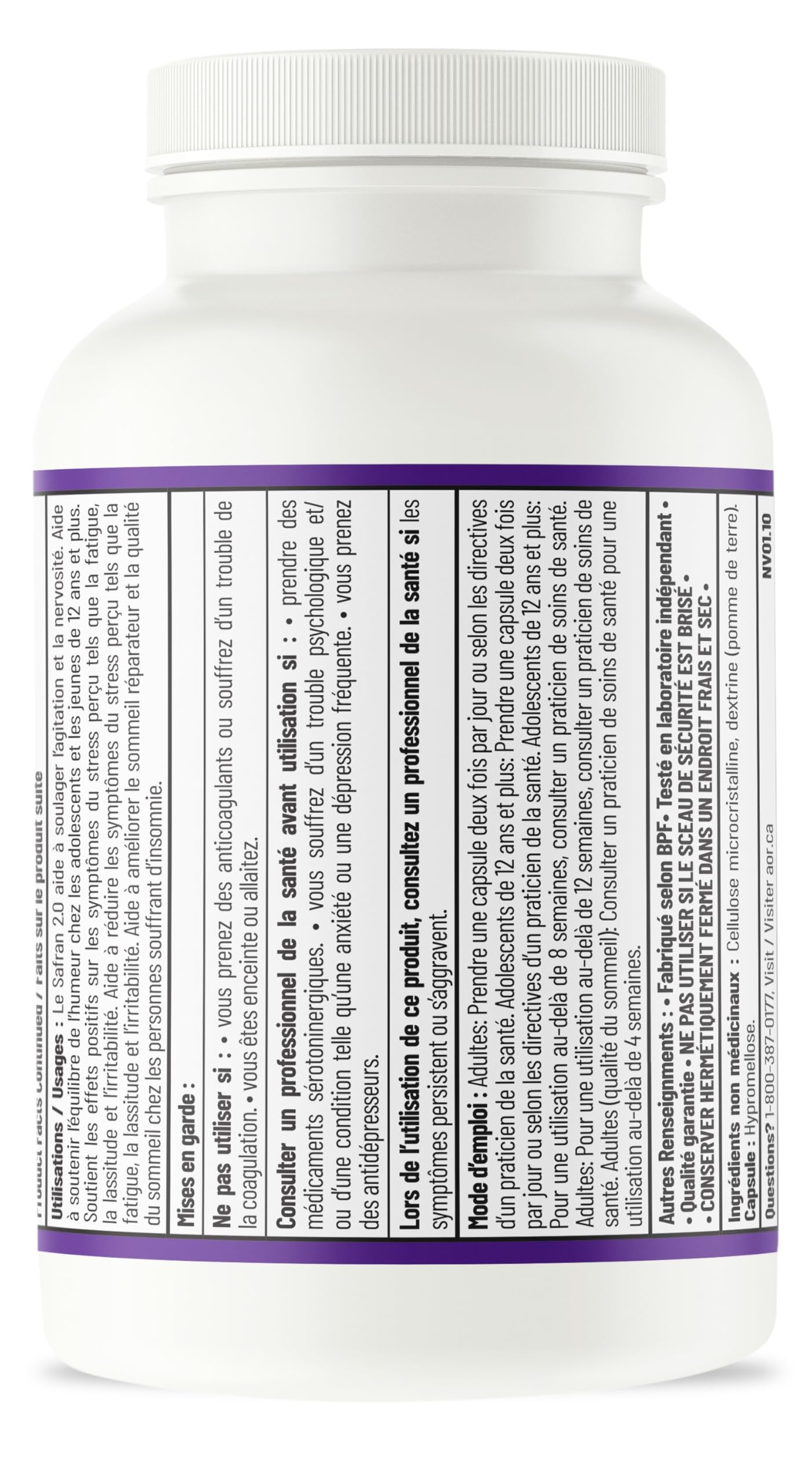 AOR - Saffron 2.0 Supplément, 60 gélules pour 30 jours - Favorise l'équilibre émotionnel, améliore la qualité du sommeil, la concentration et la clarté mentale, la vision et la santé oculaire - Végane, sans OGM et sans gluten