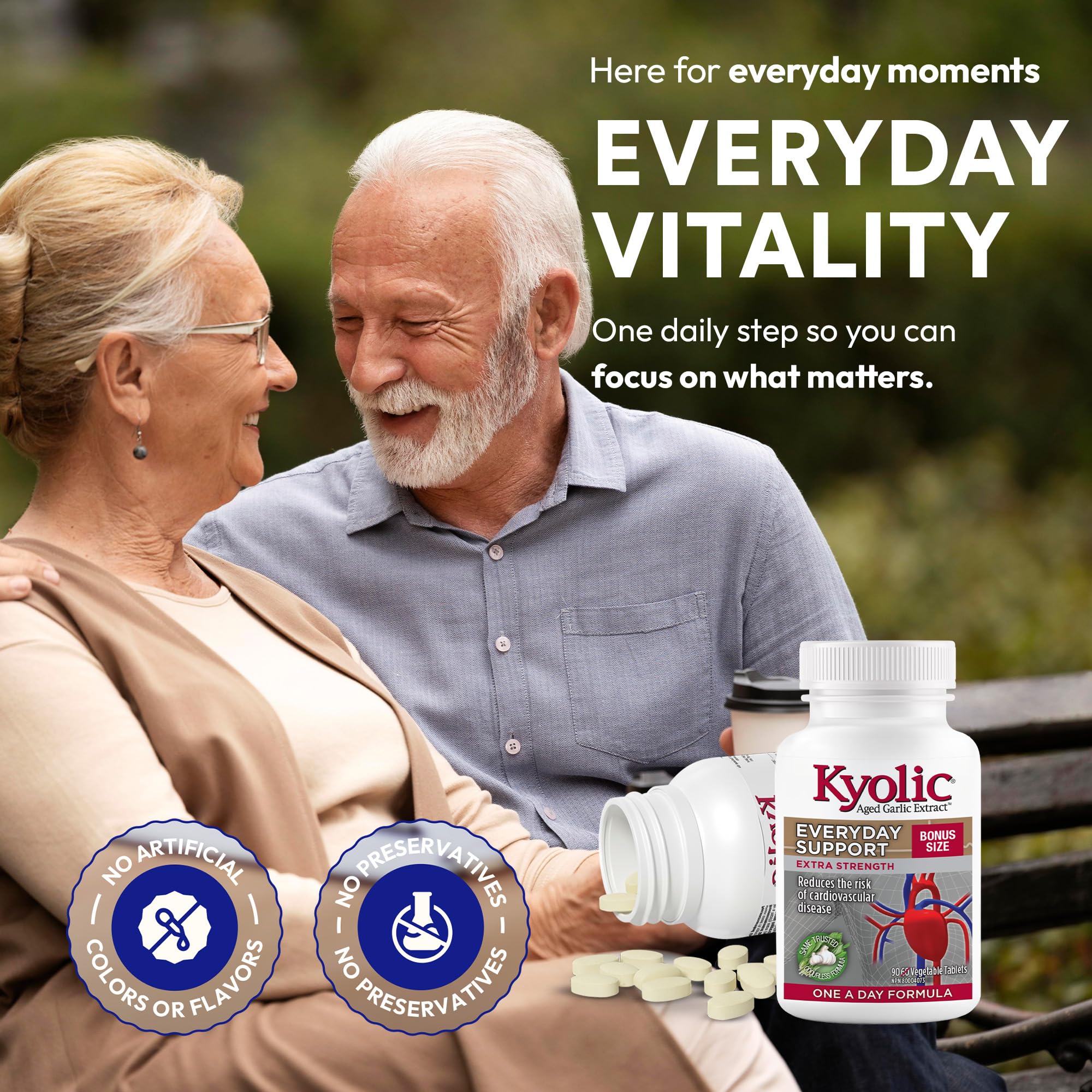 Extrait d'ail vieilli inodore Kyolic - Force optimale 1000 mg - Supplément cardiovasculaire - Santé cardiovasculaire Kyolic - Supplément à base d'extrait d'ail