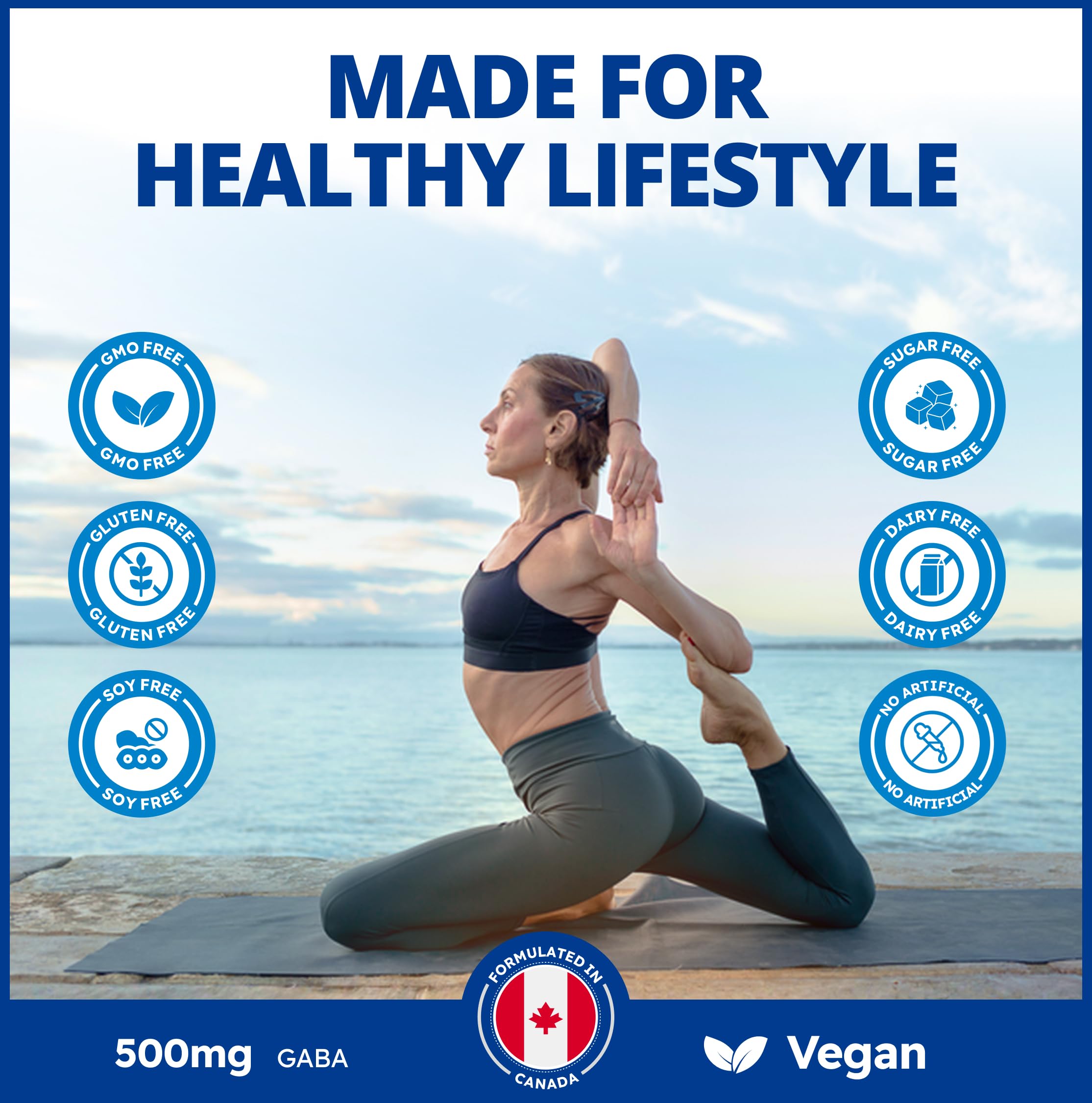 CanPrev GABA 500mg, 120 V-Capsules, Approvisionnement de 120 Jours - Supplément Pur de GABA pour la Relaxation et un Sommeil Réparateur - Acide Gamma-Aminobutyrique 500mg - Végétalien - Soutien Cérébral pour un Esprit Calme et Concentré - Végétalien