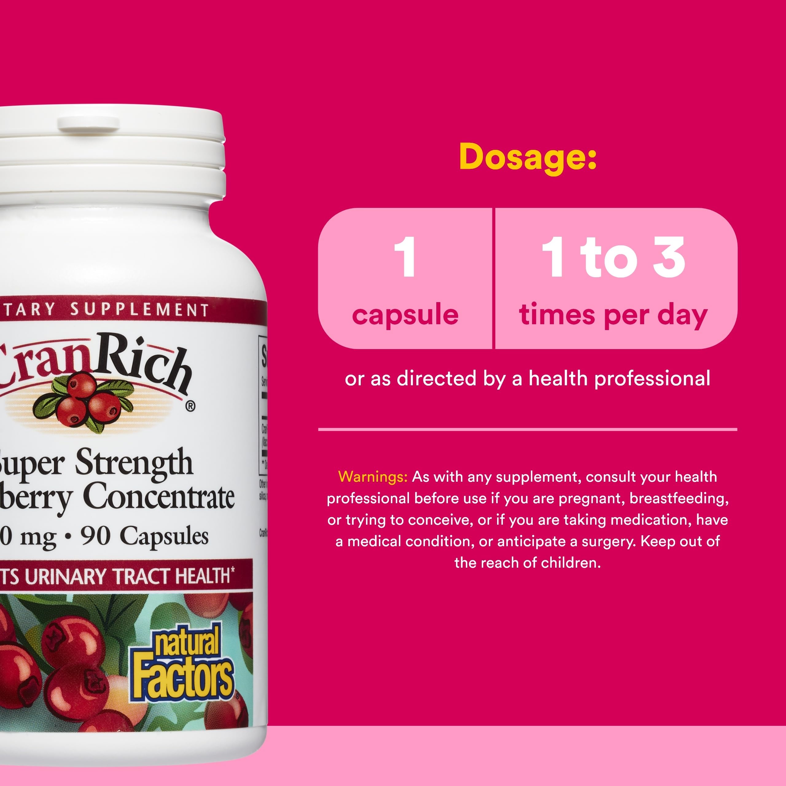 Natural Factors - CranRich Super Strength Cranberry Concentrate 500mg, Supports Urinary Tract Health, 90 Capsules