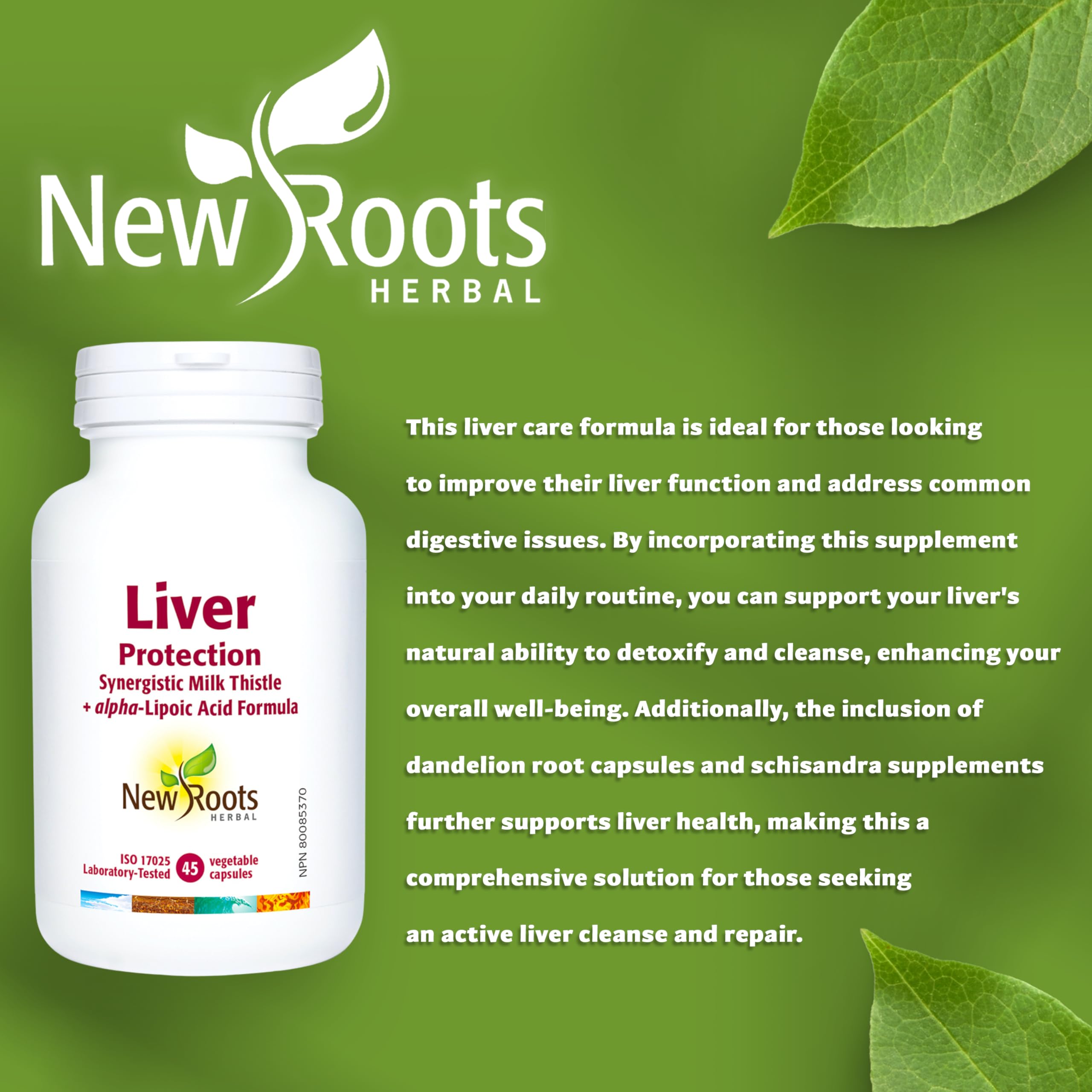 New Roots Herbal Protection du foie Formule synergique Chardon-Marie + Acide alpha-lipoïque