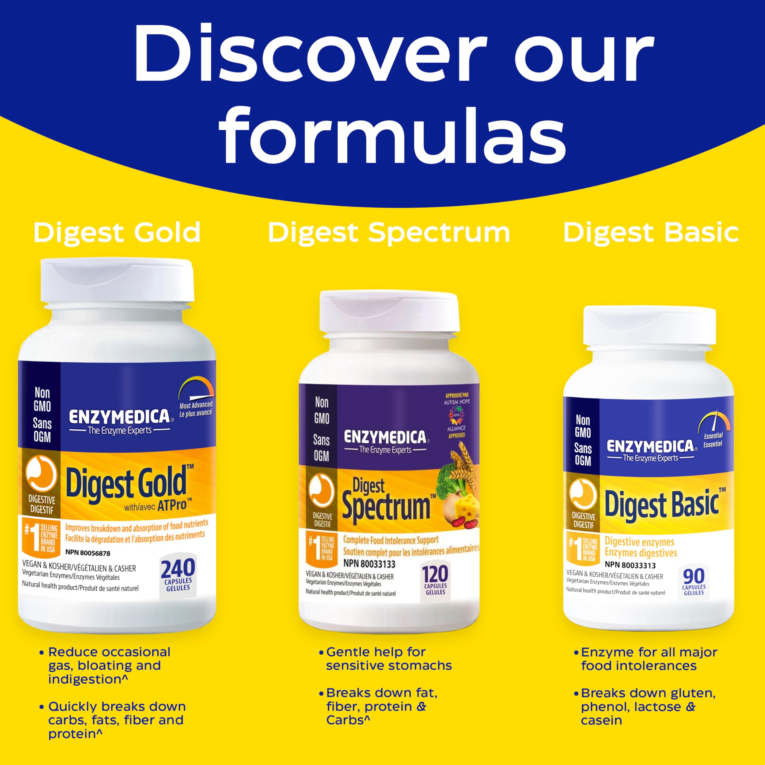 Enzymedica - Digest Spectrum - Broad-Spectrum Digestive Enzyme Supplement for Comfortable Mealtime Experience, Helps with Food Sensitivity Support, Dairy, Gluten-Free