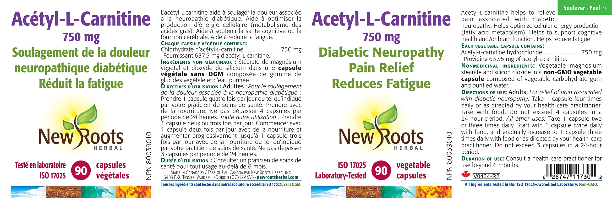 New Roots Herbal - Acétyl-L-Carnitine 90 gélules - 750 mg par gélule - Soutien cérébral, améliore la mémoire et l'attention, augmente l'endurance - Soutient la fonction cognitive et le bien-être cardiovasculaire
