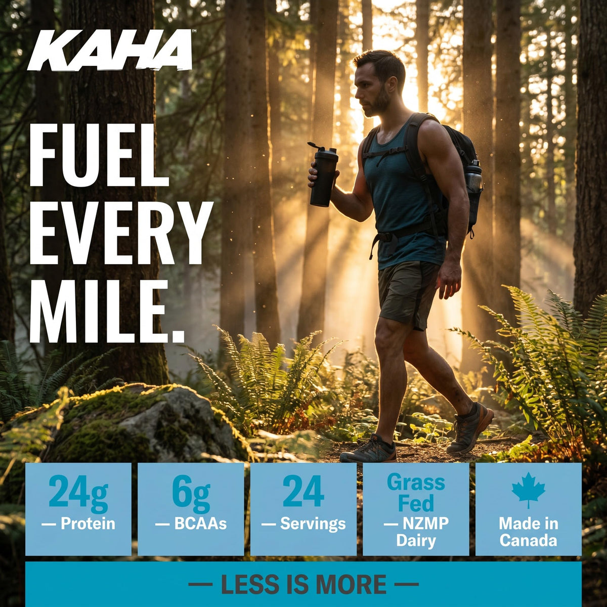 Kaha Nutrition NZ Whey Concentrate 720g Powder, Dark Chocolate Flavour - 24g Protein, 6g BCAAs, Grass-Fed Powder for Muscle Support & Active Lifestyle