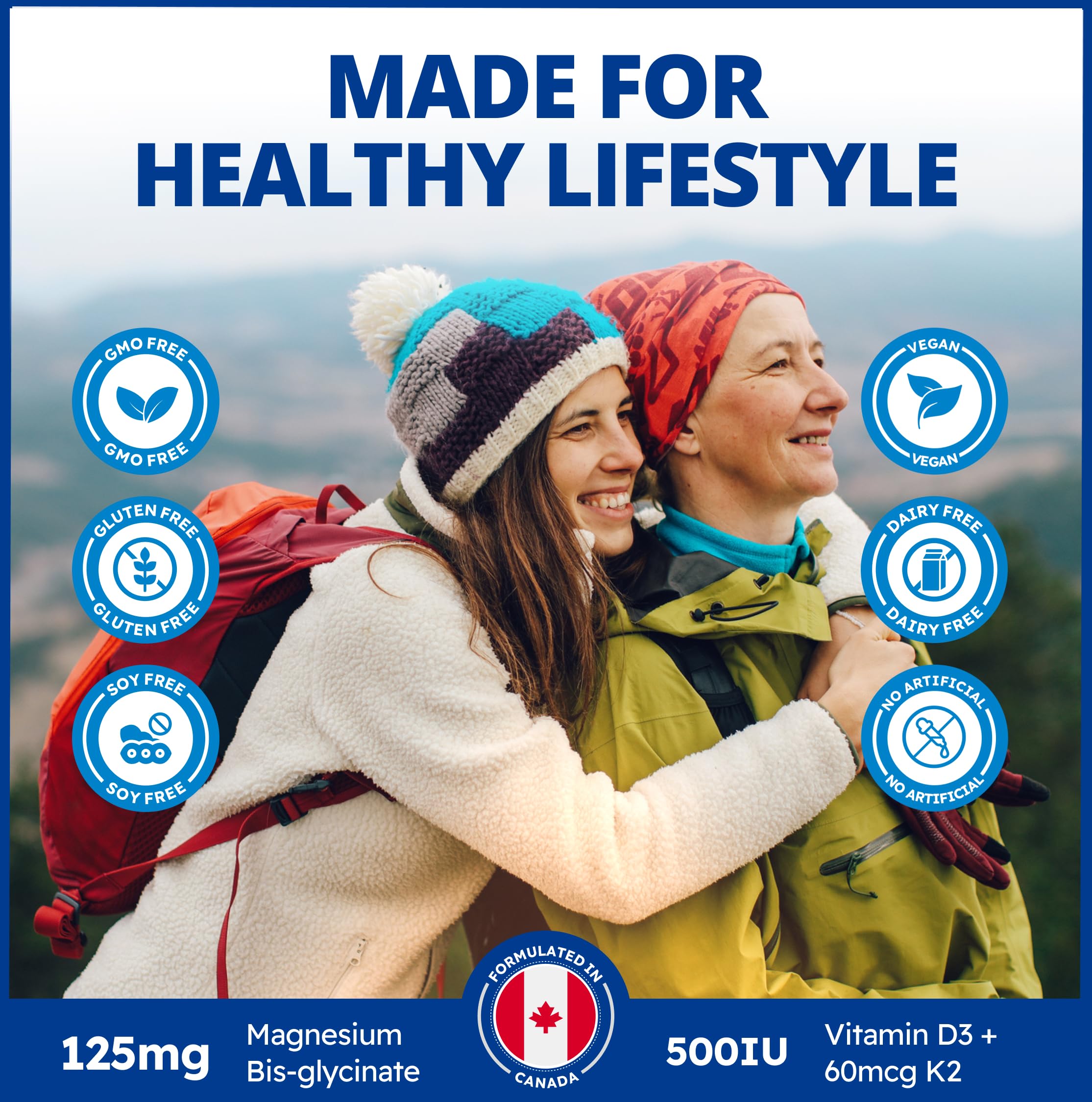 CanPrev - Magnesium + Vegan D3 & K2, 90 V-Caps 45-Day Supply - Helps in the Development and Maintenance of Bones & Teeth - Maintain Immune Function, Proper Muscle Function & Normal Electrolyte Balance