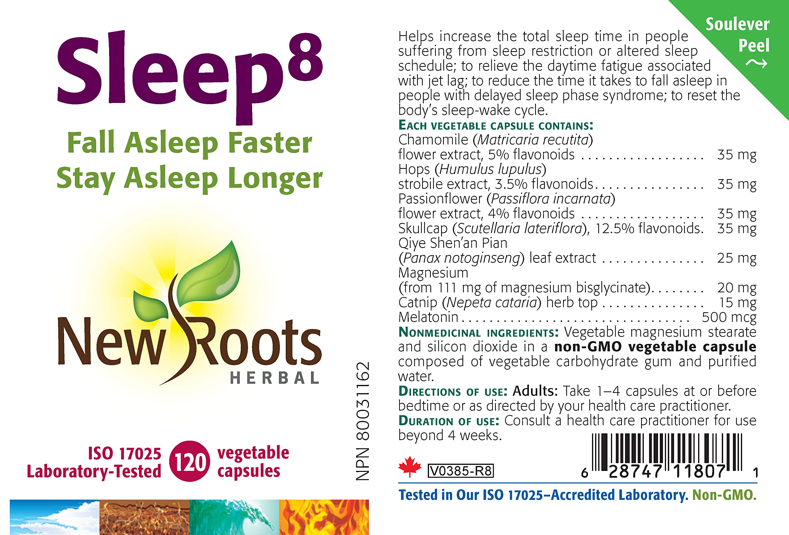 New Roots Herbal - Sommeil8-120 gélules - Endormez-vous plus vite Restez endormi plus longtemps