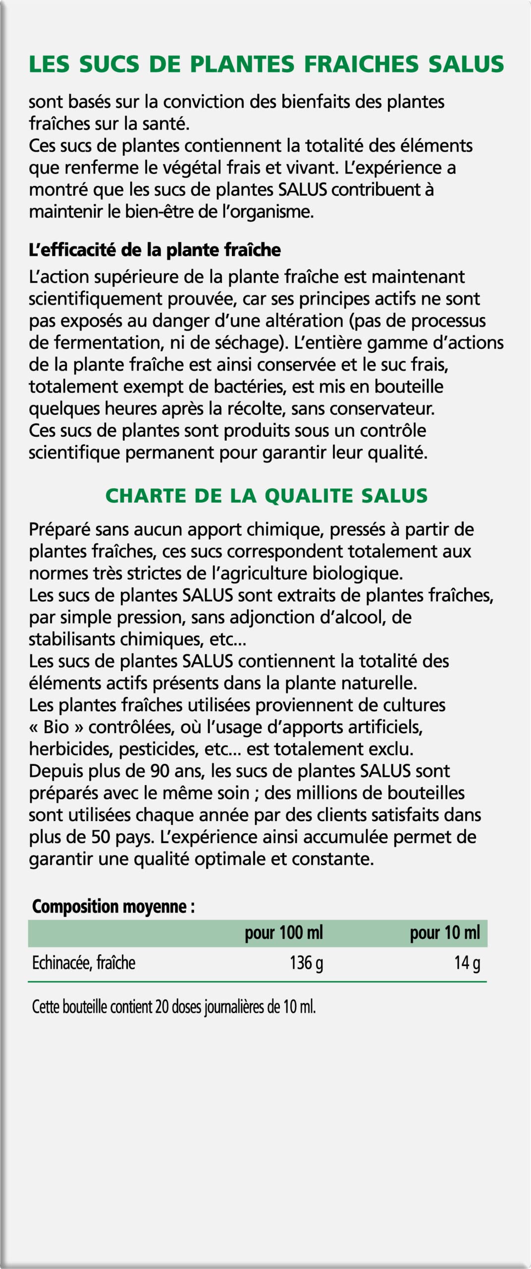 Jus de plante fraîche d'échinacée Salus | Complément à base de plantes pour la toux et le rhume | Réduit l'inflammation | Soutien du système immunitaire pour adultes et enfants | Convient aux végétaliens