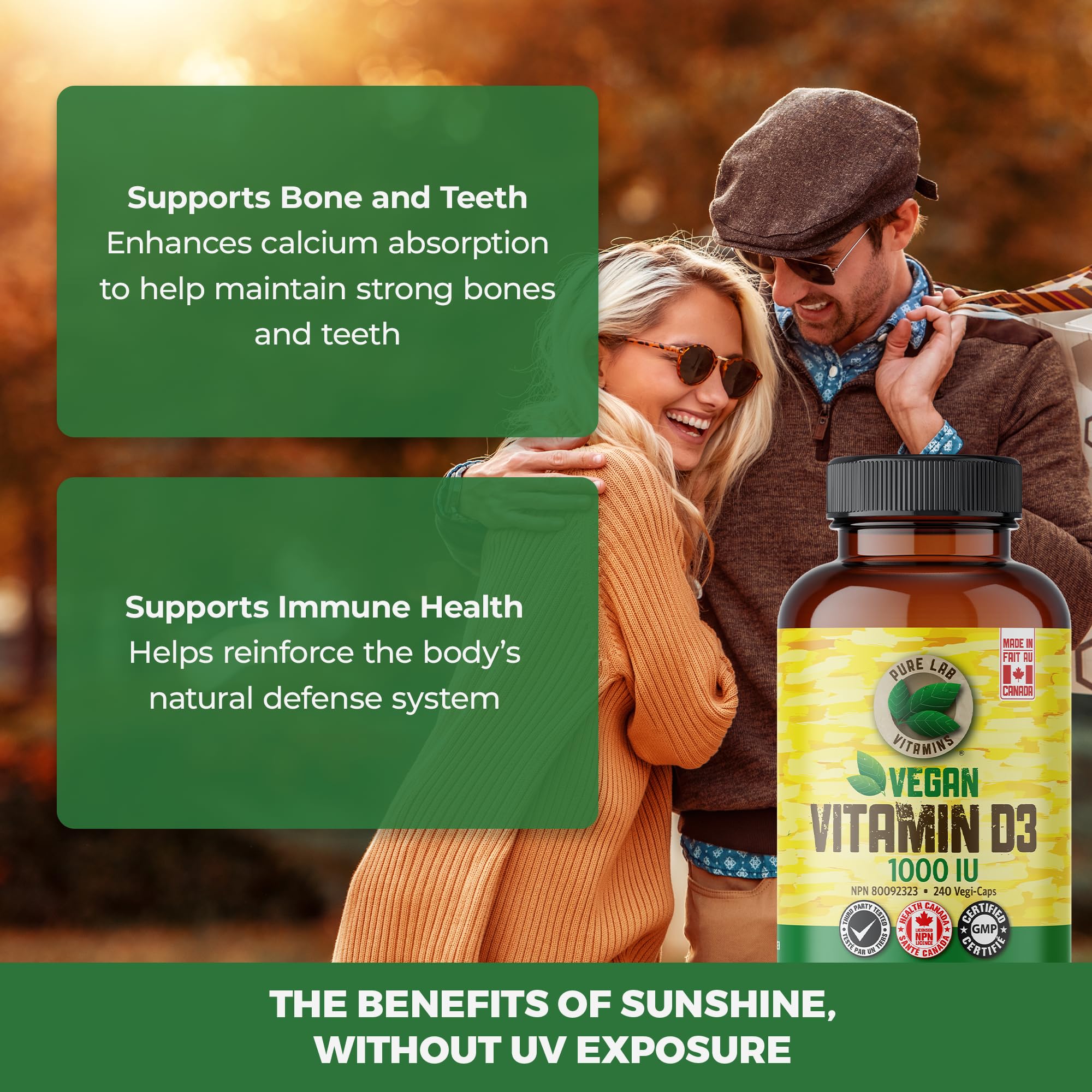 Pure Lab Vitamins Vitamine D3 1000 UI - 240 gélules végétales