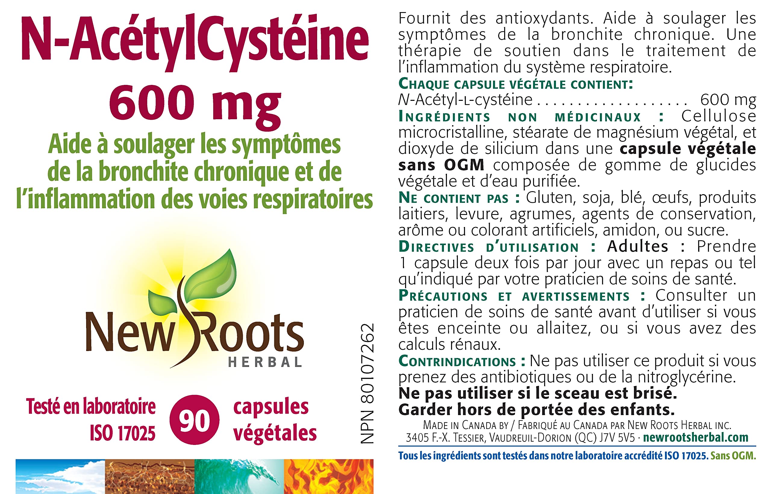 New Roots Herbal - N-acétylcystéine - 600 mg